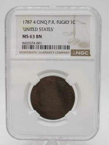 1787 Fugio STATES UNITED�A4 Cinq Colonial Copper Cent 1C NGC MS 63 BN WOW!