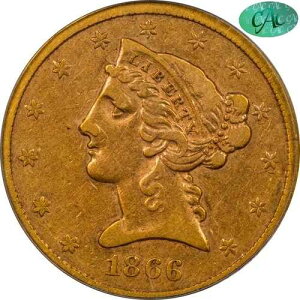 �L�[ 1866-S $5 ���b�g�[�Ȃ� VF30 PCGS CAC �T���t�����V�X�R �n�[�t�C�[�O��