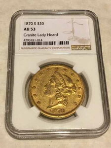 1870-S AU53 NGC 20�h�� ���o�e�B �_�u���C�[�O������ �V���[�v�O���i�C�g���f�B�iPCGS�Ȃ��j