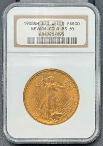 1908�N P $20 �Z���g�E�S�[�f���Y �_�u���C�[�O�� ���b�g�[�Ȃ� NGC MS 65�A�E�F���Y�E�t�@�[�S �S�[���h�E�z�[�h