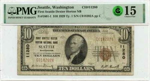 1929 Ty1$10 �f�N�X�^�[�E�z�[�g���E�i�V���i���E�o���N �V�A�g�� WA CH#11280 PMG F15 GCC �O���[��