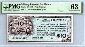 �V���[�Y 461 $10 �h���R�p�x�����ؖ��� PMG 64 EPQ �s�b�N S807-1-