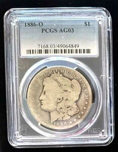 ? 1886-O �����K�� �V���o�[ �_���[ PCGS AG03 �Z�~���A�O���[�h �R�C�� 90% �V���o�[