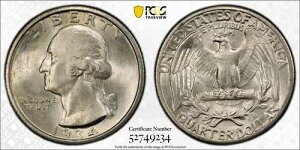 1934�N P ���V���g�� �N�H�[�^�[ PCGS MS-65 �~�f�B�A�� ���b�g�[