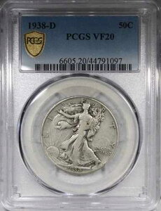 1938-D �E�H�[�L���O�E���o�e�B�E�n�[�t�_���[ PCGS VF20 ���ʃL�[���t 50�Z���g