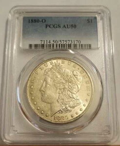 1880 O �����K���E�_���[ AU 50 PCGS �V���o�[ 1�h���R�C��