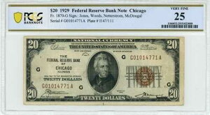 1929�N 20�h�� �V�J�S�A�M������s�� �W���[���Y/�E�b�Y PCGS VF25 - ��������