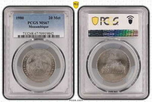���U���r�[�N 20���e�B�J�C UNC �R�C�� 1980�N KM#103 �^���N PCGS �O���[�f�B���O MS67 �g�b�v ??