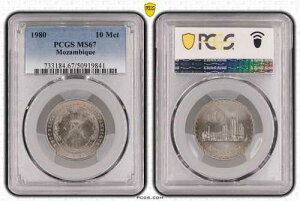 ���U���r�[�N 10���e�B�J�C�X UNC �R�C�� 1980�N KM#102 PCGS �O���[�f�B���O MS67 �g�b�v�|�b�v ??