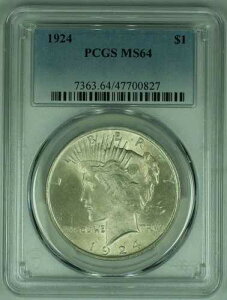 1924�N �s�[�X�V���o�[ 1�h���d�� PCGS MS 64 (17) E