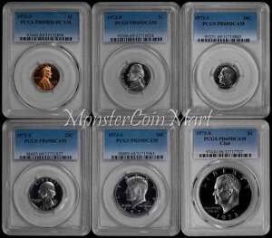6 ���Z�b�g - 1973-S �v���[�t �Z�b�g (1C�A5C�A10C�A25C�A50C�A$1) PCGS PR69DCAM !!
