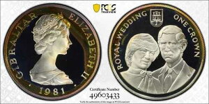 1981�N PR 68 DCAM �N���E�� �W�u�����^�� �_�C�A�i�� ���C�����E�F�f�B���O PCGS �V���o�[ 643