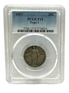 1917�N PCGS F15 �^�C�v1 25�Z���g �X�^���f�B���O���o�e�B�N�H�[�^�[ (6670)