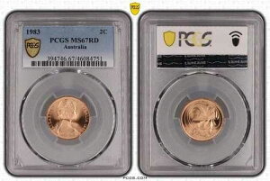 �I�[�X�g�����A 1983�N 2�Z���g PCGS �X�[�p�[�W�F�� Unc MS67RD #4751 one Finer