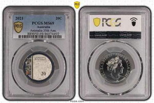 �I�[�X�g�����A 2021�N �A�j�}���A 35���N�L�O 20�Z���g PCGS MS69 #4492 �g�b�v�|�b�v�R�C��