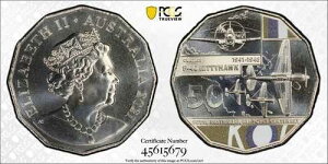 2021�N �I�[�X�g�����A �t�B�t�e�B�Z���g 50�Z���g RAAF P-40 �L�e�B�z�[�N100���N�L�O PCGS MS69
