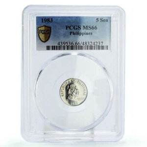 �t�B���s�� 5�K ���ʉݕ� �����`�����E�A�L�m KM-239 MS66 PCGS �A���� 1983�N