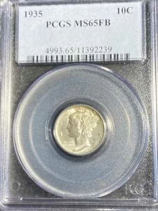 1935 �N �}�[�L�����[ �_�C�� PCGS MS65FB ������ ��� �\��/���ʃ��C�g�g�[�j���O!
