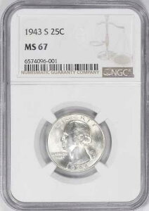 1943�N S ���V���g�� �N�H�[�^�[ NGC MS-67 �~�f�B�A�� S FS-502 (���x���Ȃ�)