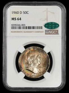 1960 D 50c �t�����N���� NGC MS64 CAC ���͓I�ȕ\�ʃ��C���{�[�g�[��