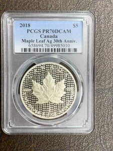 PCGS PR70 2018 $5 �V���o�[ �J�i�_ ���[�v�����[�t ��� 30���N�L�O �C�� RevPF aa