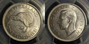 �j���[�W�[�����h 1951�N �t���[���� 2/- KM# 18 PCGS MS64 GEM UNC #2280