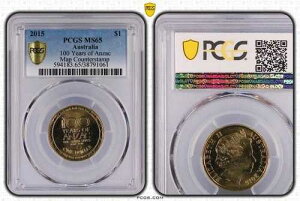 2015�N 1�h�� ANZAC 100���N�L�O�n�} �J�E���^�[�X�^���v�R�C�� PCGS MS65