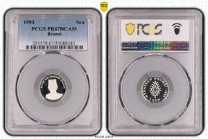 �u���l�C �V���o�[ �v���[�t 1 �Z�� �R�C�� 1993 �N KM#34a PCGS �O���[�f�B���O PR67 �g�b�v�|�b�v ??