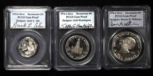 1976-S �o�C�Z���e�j�A�� 25�Z���g 50�Z���g $1 PCGS �f�U�C�i�[���x�� 3���Z�b�g