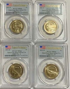 2021 P D A B $1 VA �A�����J���E�C�m�x�[�V�����E�h�� �x�C�u���b�W PCGS MS66 �t�@�[�X�g�X�g���C�N