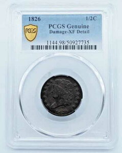 1826�N�� �N���V�b�N�w�b�h �n�[�t�Z���g PCGS ���� XF �f�B�e�[�� �S�[���h�V�[���h - U812