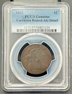 1802�N 1�Z���g �h���[�v�o�X�g ���[�W�Z���g PCGS ���x�ǍD�A�ǎ��ȏ������[�W�Z���g
