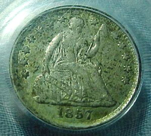 �A�����J���O�� �n�[�t�_�C�� 1857�N PCGS�F�� AU55 �ΐ�