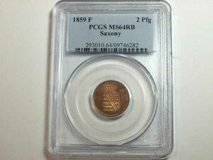 1859-F �h�C�c���B - �U�N�Z�� 2 �y�j�q KM#1185 PCGS MS-64 RB TOP POP SN6519