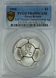 1996�N �C�M���X 2�|���h UEFA�T�b�J�[�`�����s�I�� �V���o�[ �v���[�t PCGS PR69DCAM