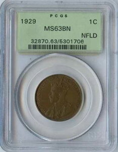 1929�N�j���[�t�@���h�����h1�Z���g - PCGS MS63 �u���E��