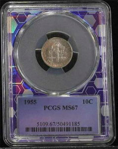 1955�N 10�Z���g �V���o�[ ���[�Y�x���g �_�C�� PCGS MS67 �g�[�j���O �g���[�_�[ �r�[ �X���u 5109.67/50491185