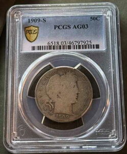 1909�N 50�Z���g �o�[�o�[ �n�[�t�h�� PCGS AG 03
