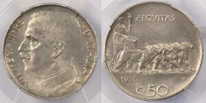 �C�^���A 1925 R 50 Centesimi ���C�I������ PCGS MS 64 �v���[���G�b�W PC1359 �R���o�C���V�b�v