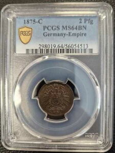 M?nze Kaiserreich 2 Pfennig 1875 C PCGS MS64BN �L�� TOP POP 3/0 nswleipzig