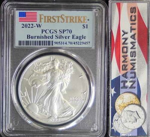 2022�N W �o�[�j�b�V���h �V���o�[ �C�[�O�� PCGS SP70 �t�@�[�X�g�X�g���C�N �t���b�O���x��