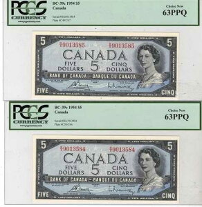 1954�N �J�i�_��s 5�h�� �C���u�[�C/���X�~���X�L�[ �A���y�A - PCGS UNC63 --