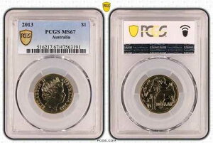2013�N �I�[�X�g�����A ���u�E�I�u�E���[�X 1�h���R�C�� PCGS MS67 ���� �g�b�v�|�b�v #3191
