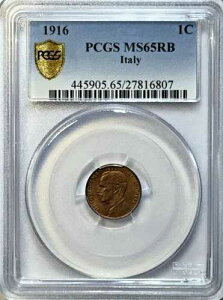 1916�N �C�^���A 1C Centesimo ? PCGS MS 65 RB ? ���B�b�g�[���I�E�q�[�g�� - ��ꎟ���E��펞��