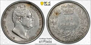 �C�M���X 1831�N 6D 6�y���X SIXPENCE S-3836 PCGS AU53 KM# 712