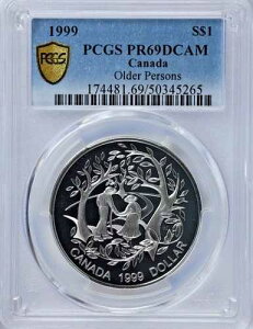 1999�N �J�i�_ 1�h�� ����ҔN �V���o�[ �v���[�t Km# 355 PCGS PR 69 DCAM