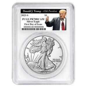2023-S �v���[�t 1�h�� �A�����J�� �V���o�[ �C�[�O�� PCGS PR70DCAM FDOI �g�����v��45��哝��