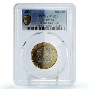 �}���[�V�A 1 �����M�b�g �o�h�~���g�� �g�[�}�X �E�[�o�[ �J�b�v KM-65 MS66 PCGS �o�C���^�� �R�C�� 2000