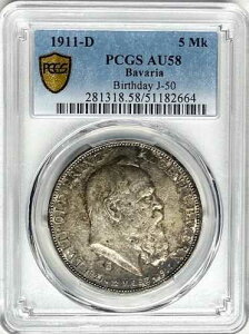 �h�C�c���B - �o�C�G���� - ���I�|���h 1 �� - 5 �}���N - 1911-D - Km-999 - PCGS AU58!