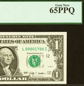2009�N 1�h���A�M������s�� PCGS 65PPQ �o�[�X�f�[�E���[ �V���A���ԍ� 00001700